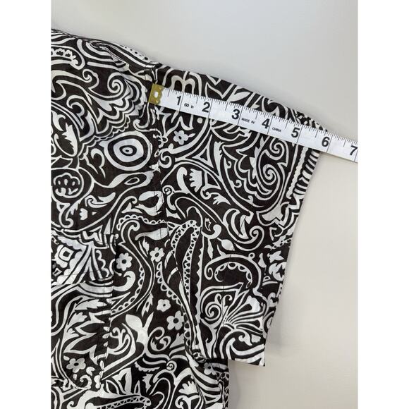 CHICOS Shirt Womens Silk Button Up Top Size 2 Large Brown Cream Resort Tribal - Picture 7 of 14